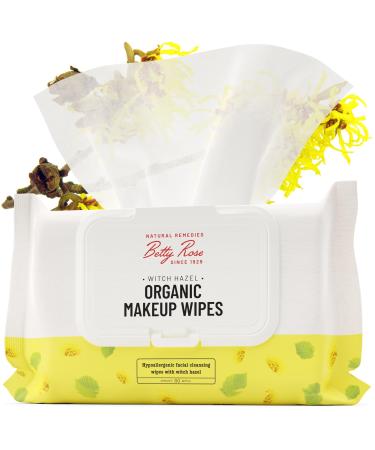 * Witch Hazel Makeup Facial Wipes - All Natural Make Up Wipes for Brightening and Calming 100% Cotton Face Wipes Safe for Sensitive Skin 50 Counts of Vegan Make up Remover Wipes