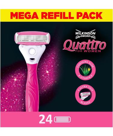 WILKINSON SWORD - Quattro For Women | Smooth Glide | Pack of 24 Razor Blade Refills - Buy Online on GoSupps.com