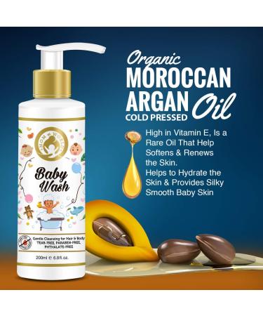 Mom & World Baby Wash - Tear Free Gentle Cleansing for Hair & Body | 200ml Safe & Soothing Baby Wash - Buy Online on GoSupps.com