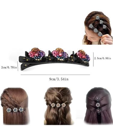 8PCS Sparkling Crystal Stone Braided Hair Clips for Women - Clover Rhinestone Hair Accents - Set of 3 Mini Clips for Ladies and Girls - Buy Online on GoSupps.com