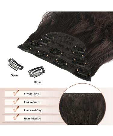 Feshfen Clip-In Hair Extensions - 4PCs 50cm Wavy Synthetic Hair 180g Black-Brown Full-Head Volume for Women - Buy Online on GoSupps.com
