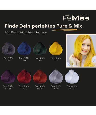 Femmas Hair Color Pure & Mix 3x Silver I Professional Cream with Argan Oil Keratin & Ceramides | Permanent Tint for Radiant & Durable Color Results - 100ml - Buy Online on GoSupps.com