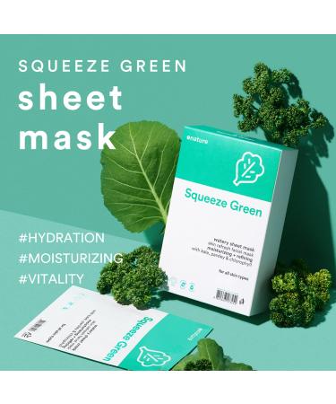 Enature Squeeze Green Watery Sheet Mask (10 Sheets) - Soothing & Moisturizing Face Mask for Sensitive Skin with Parsley & Kale Extract - Buy Online on GoSupps.com