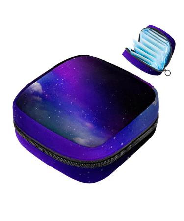 Space Galaxy purple starry sky women binding pocket menstrual bags. Servant menstrual cup pocket with zipper for teenagers girls women women