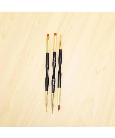 Jiklophg 3 Piece Set Nail Art Pen Double Headed Nail UV Gel Painting Brush Stick Manicure Decoration Tool Tips Draw Line Flower Kit - Buy Online on GoSupps.com