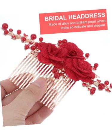 Ipetboom Flower Hair Comb Bridal Hairpiece Bridal Accessories Wedding Hair Accessories Hair Combs for Women Accessories Flower Hair Accessories Tiara Bride Hairpin Rhinestones Red - Buy Online on GoSupps.com