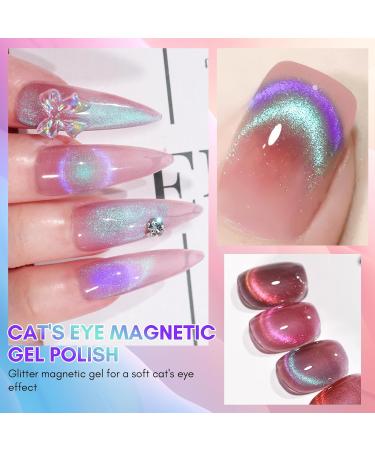 Makartt Holographic Cat Eye Gel Nail Polish with Magnet Stick 9D Glitter Nail Gel Soak Off Two Flashes Effect Dopamine Gel Nail Polish Manicure Home DIY Nair Art Design - Aqua Aquarelle Aqua Aquarelle (1pcs) - Buy Online on GoSupps.com