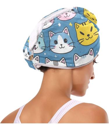 Super Absorbent Pink Blue White Cat Hair Towels 2 Pack | Quick Dry Hair Turbans for Women & Girls - Buy Online on GoSupps.com