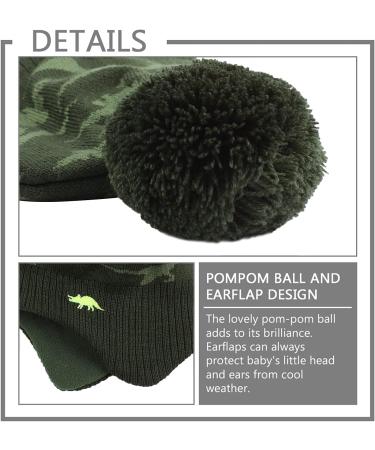 XIAOHAWANG Knitted Baby Hat - Winter Beanie with Fleece Lining and Pompom - Army Green - Ages 2-4 Years - Buy Online on GoSupps.com