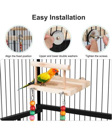 TeTupGa Bird Perches Cage Toys Parrot Wooden Platform Stand with Swing Bell Swing Hanging Standing Chewing Toy Bird Cage Accessories for Parakeet Cockatiels Conures Budgie Lovebird Bird swing 02 - Buy Online on GoSupps.com
