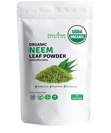 Neem Leaf Powder-USDA Organic 100% Pure (Azadirachta Indica) (Neem4.4oz)