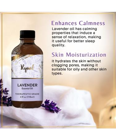 Pure Lavender Essential Oil - Therapeutic Grade for Aromatherapy Relaxation & Sleep | 4 Fl Oz with Glass Dropper - Natural & Undiluted - Buy Online on GoSupps.com