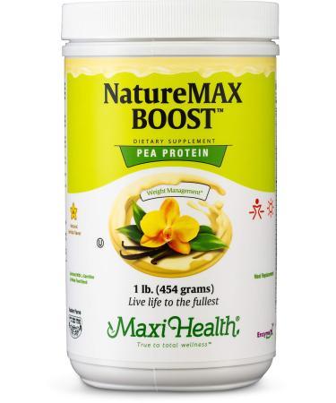 NatureMax BoostTM Pea Protein Powder - Diet Supplement Meal Replacement - 20g Protein Per Serving - Natural Vanilla Flavor - Kosher Vitamin - 1lb Creamy Vanilla