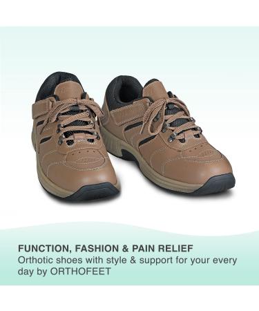 Orthofeet Plantar Fasciitis Sneakers for Men - Heel Pain Relief | Arch Support, Cushioned, Ergonomic Sole | Shreveport 11 Wide Brown - Buy Online on GoSupps.com