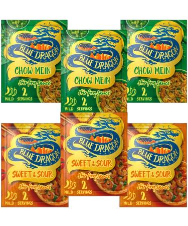 Sweet & Sour Stir Fry Sauce 120g x3 with Chow Mein Stir Fry Sauce 120g x3 - Bundle Consisting of Blue Dragon x 6 Pack - Buy Online on GoSupps.com