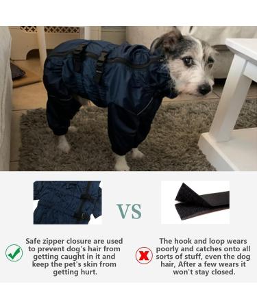 Minezi High Collar Waterproof Raincoat Set for Dogs - Reflex Stripes Zippers Navy Blue XL (46-49cm Back Length) - International Shipping - Buy Online on GoSupps.com