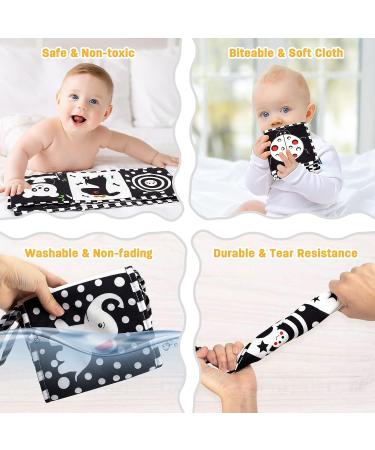 SYNARRY High Contrast Baby Book for Newborn - Black and White Cloth Book for Babies 0-6 Months - Giraffe Tummy Time Toy - Buy Online on GoSupps.com