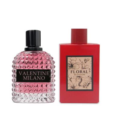 Women's Perfume Combo Set Milano Women&Floral Blossom Floral Fruity Fragrance Eau De Parfum Elegant 100ml Bottle Natural Spray Each for Daily Used Milano&Floral Blossom