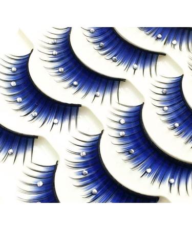 5 Pairs Blue Fluffy Faux Eyelashes with Rhinestones | 3D False Lashes for Women & Girls - International Shipping - Buy Online on GoSupps.com