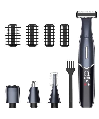 Body Hair Trimmer for Men, Electric Razor for Men with LED Display, Rechargeable Multifunctional IPX7 Waterproof Hair Shaver for Men Sets Black