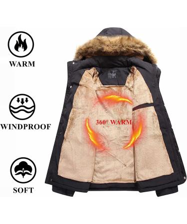 Yozai Women's Winter Coat - Waterproof Ski Snow Jacket | Mountain Windbreaker Hooded Parka - Casual Black - Medium Size - Buy Online on GoSupps.com