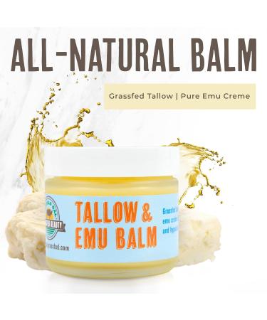 Grassfed Beauty Tallow & Emu Balm (Unscented) - 2 oz | Natural Moisturizer for Skin & Lip Care - Buy Online on GoSupps.com