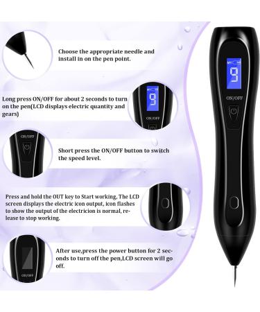 Skin Tags Removal Pen AKTETCN Mole Remover Pen Kit with 9 Strength Levels 30 Fine Needles Portable Rechargeable Skin Tag Removal Pen for Freckle Nevus Dark Spot Warts Age Body Facial (Black) Dark Black - Buy Online on GoSupps.com