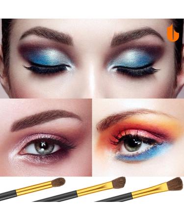 Urbanstrive 3pcs Professional Eye Makeup Brushes Set | Soft Synthetic Blending Brush Kit for Flawless Eyeshadow Eyeliner & Eyebrow Application - Gold - Buy Online on GoSupps.com