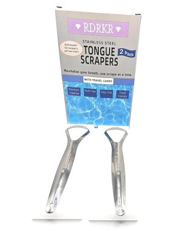 Stainless Steel Tongue Scrapers Set - 2-Pack | Travel Cases | Enhance Oral Health & Hygiene - Buy Online on GoSupps.com