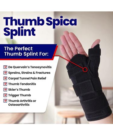 Thumb Spica Splint Wrist Brace - Support for Sprains, Tendinosis, De Quervain's, Tenosynovitis, Fractures - Hand Brace for Carpal Tunnel - Right Small/Medium - Buy Online on GoSupps.com