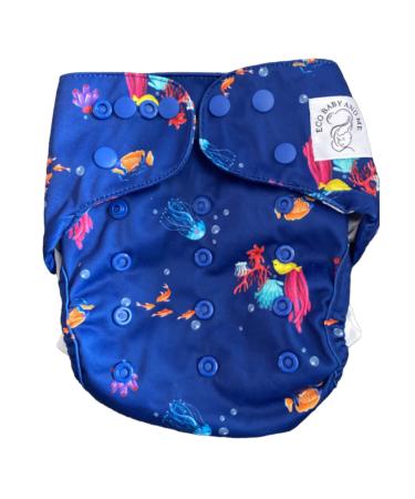 Eco Baby And Me Washable Ai2 All in Two Reusable Cloth Nappy Cover and Bamboo Insert Slim Fitting Nappy Ideal for Heavy wetters (Blue Lagoon)