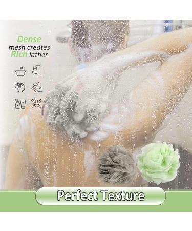 Valby Loofah Exfoliating Bath Sponge Shower Puff Body Poufs Shower Sponge Shower Scrunchie Set of 2 Body Scrubbers (Grey/Mint) - Buy Online on GoSupps.com