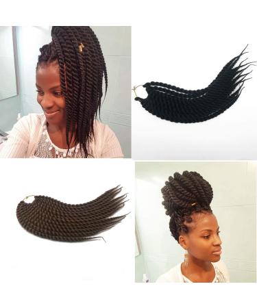 Coolbers 6 Packs Havana Mambo Twist Crochet Braids - 18 Inch Kanecalon Jumbo Twist Hair Extensions | Bulk 1B Color 6 Pieces - Buy Online on GoSupps.com