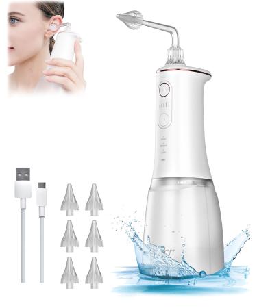 Powered Ear Wax Removal Kit Electric Ear Cleaner Irrigation Earwax Flusher System Triple Jet Stream with 3 Pressure Settings for Ear Wax Buildup IPX7 Water Resistant USB Rechargeable