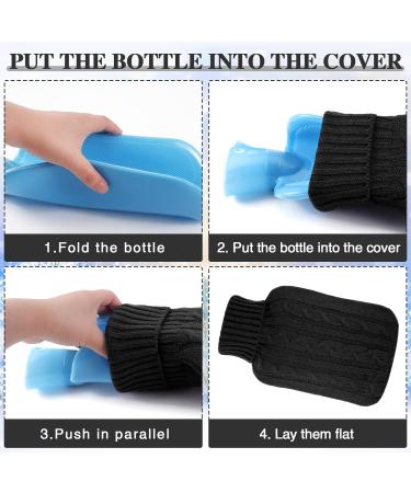 Buy 2 Pieces Knitted Hot Water Bottle Covers - Soft Winter Sweaters for Pain Relief & Therapy (Black) - Ideal for Cramps & Aches - Buy Online on GoSupps.com