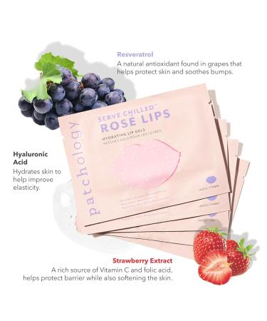 Patchology Serve Chilled Ros Gel Lip Mask Hydrating Mask with Resveratrol & Hyaluronic Acid for Soft Feel Plumping & Moisture Strawberry Scented Solution for Dry or Chapped Lips 5 Count 0.48 Ounce (Pack of 5) - Buy Online on GoSupps.com