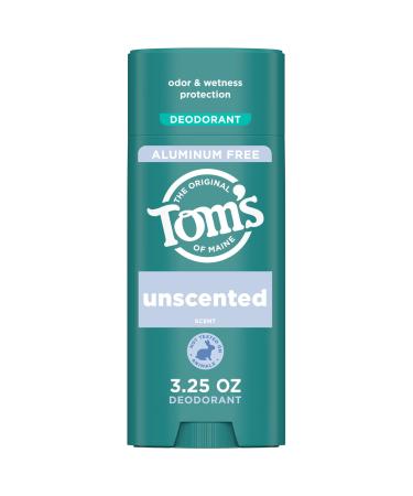Tom s of Maine Unscented Natural Deodorant for Women and Men Aluminum Free 3.25 oz Unscented 3.25 Ounce (Pack of 1)