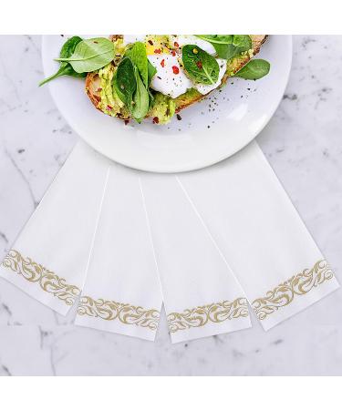 200 Pack Gold Disposable Guest Towels for Bathroom, Parties, Weddings - Soft & Linen-Like Decorative Hand Napkins - Buy Online on GoSupps.com