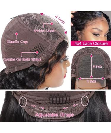Magnificent RXY Water Wave 4x4 Closure Human Hair Lace Front Wig 18 180% Density - Pre Plucked, Glueless, Natural Color - Ideal for Black Women - Buy Online on GoSupps.com