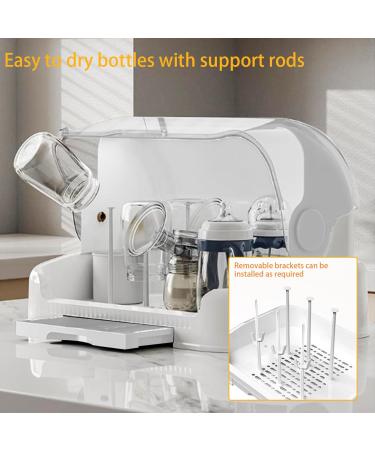Baby Bottle Holder Baby Bottle Storage Large Baby Bottle Organizer with Cover & Removable Drain Tray Dustproof Portable Baby Bottle Drying Rack for Kitchen Cabinet - Buy Online on GoSupps.com