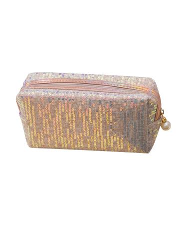 New Embroidered Sequin Makeup Bag with Large Capacity High Appearance Cute Portable Storage Bag Washing Bag (Gold)