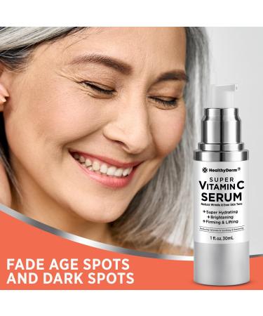 Super Vitamin C Serum for Mature Skin - Hydrating Anti-Aging Formula with Hyaluronic Acid & Vitamin E for Wrinkle & Age Spot Reduction - Buy Online on GoSupps.com