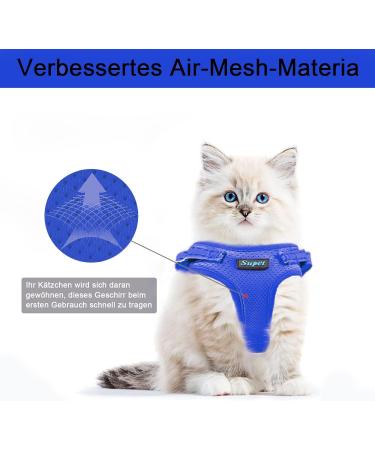 Supet Cat Dishes & Leash Set - Blue Swinging Kitten Harness with Reflective Stripes | Universal Fit for Cats/Puppies (44.5-49.5 cm) - Buy Online on GoSupps.com