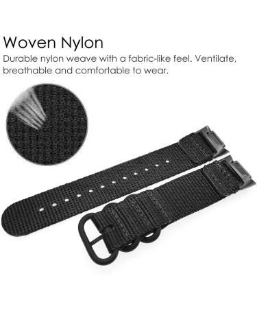 Abanen Nylon Bands for Fitbit Charge 5 - Quick Dry Woven Nylon Strap | Stainless Steel Clasp | Adjustable for Men and Women - Black - Buy Online on GoSupps.com