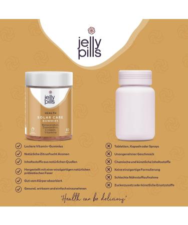 Jelly Pills Beta Carotene Browning Guard - Vegan Tanning Gummies with Lycopene & Vitamins A C E - Sugar-Free Strawberry Flavor - 60 Count - Buy Online on GoSupps.com