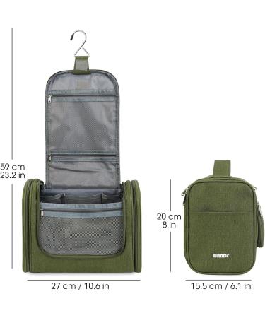 WANDF Large Hanging Toiletry Wash Bag Travel Makeup Organizer - Dark Green - Buy Online on GoSupps.com