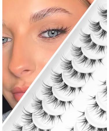Veleasha Fluffy Wispy Faux Mink Eyelashes - 10 Pairs Criss-Cross False Lashes for Fox Eye Look | International Shipping Available - Buy Online on GoSupps.com