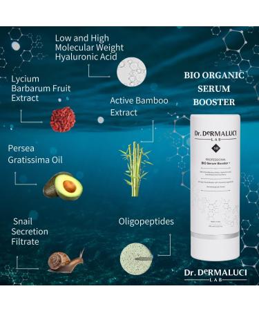 Hyaluronic Acid Serum Organic Booster Face Moisturiser 100ml BIO | Bamboo Water Snail Mucin Vitamin E Goji Berries Peptides | Ecological Natural Skincare | Illuminating Hydrating Anti-Aging | Italy - Buy Online on GoSupps.com