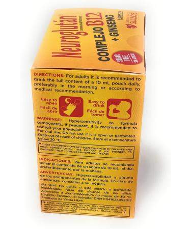 Neuroglutan B Complex Dietary Supplement I Sugar Free I 12 Pouches - 4 Fl Oz - Buy Online on GoSupps.com