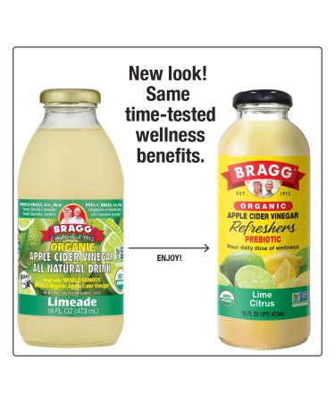 Bragg Organic Apple Cider Vinegar Limeade Drink 16 oz (Pack of 2) - All Natural - Buy Online on GoSupps.com